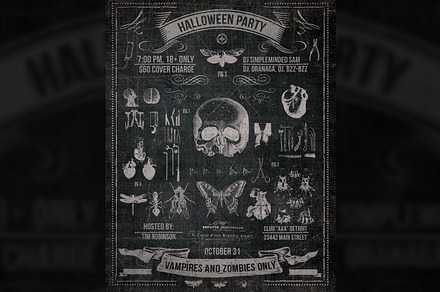 Vintage Halloween Chalk Poster, a Flyer Template by the little wonder shop