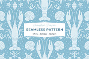 Blue Crawfish Seamless Pattern, a Pattern Graphic by Fern & Quill (Thumbnail 1 of 6)