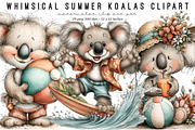 Whimsical summer koalas clipart, an Illustration by SinaCreation (Thumbnail 1 of 9)