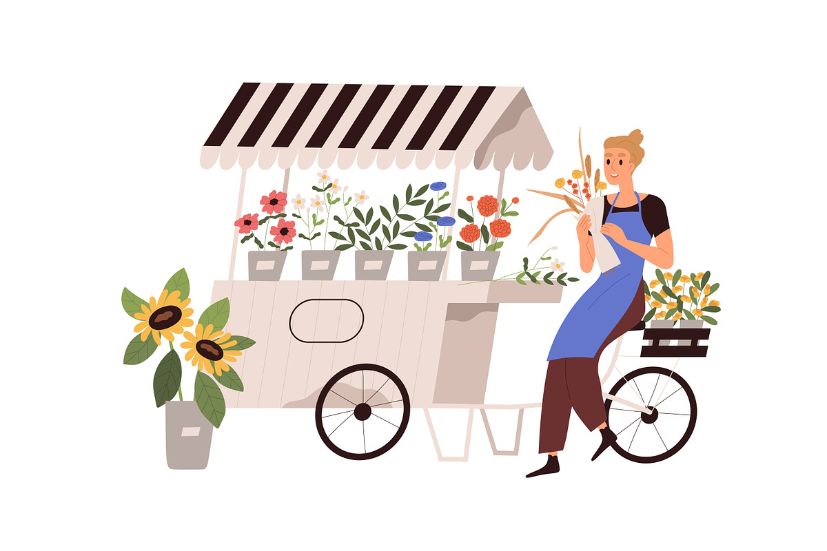 Florists working at flower shop set, a Person Illustration by Good Studio (Photo 2 of 9)