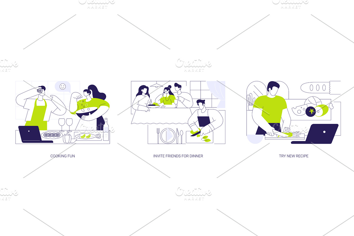 Dinner at home isolated cartoon, a Person Illustration by Visual Generation