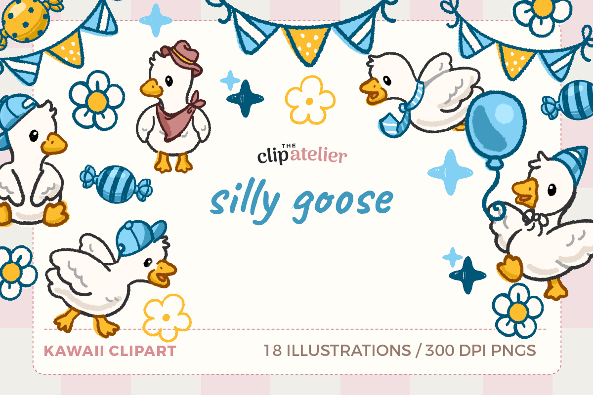 Silly Goose Party Clipart, an Animal Illustration by TheClipAtelier (Photo 1 of 3)