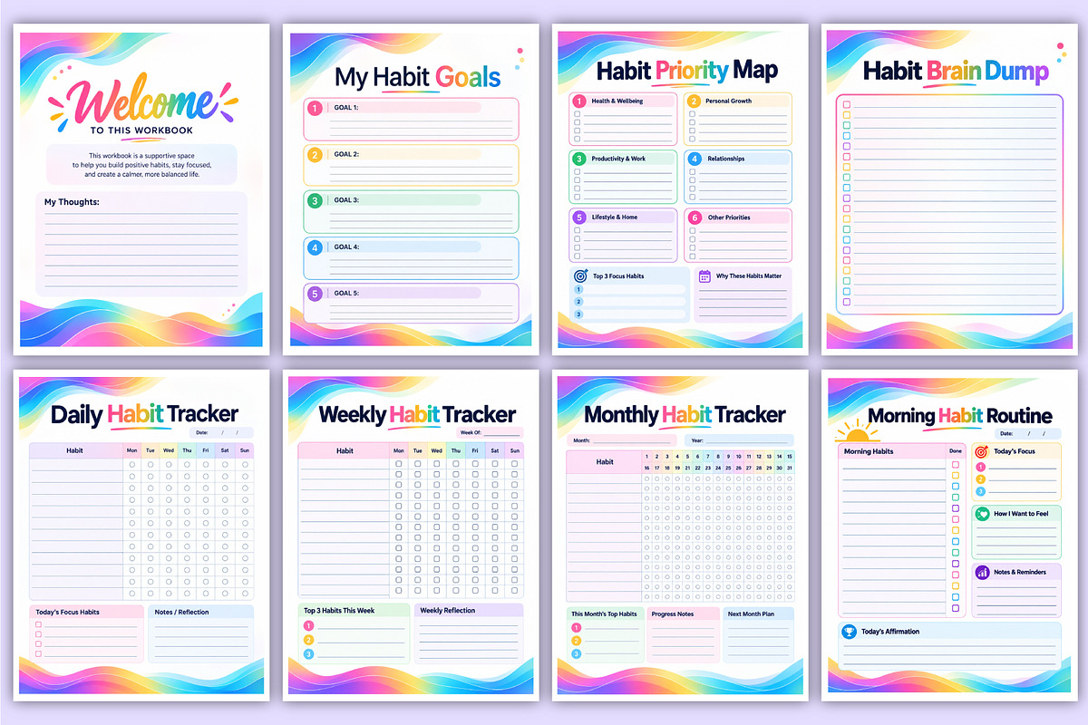 ADHD Habit Tracker | Focus, a Stationery Template by Mustafiz (Photo 2 of 4)