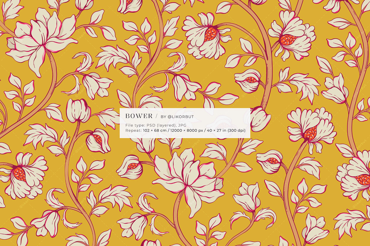 Morris Style Medieval Floral Pattern, a Pattern Graphic by likorbut (Photo 4 of 13)