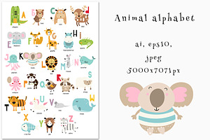 Animal Alphabet Kids Clipart Bundle