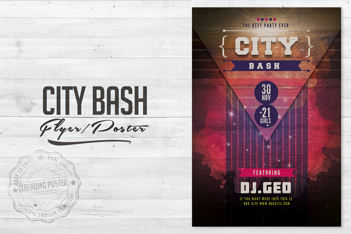 City Bash Flyer Poster, a Graphic by Graphicnugget