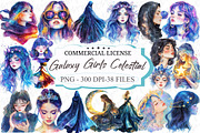 Galaxy Girls Celestial Woman Clipart, an Illustration by designcity5 (Thumbnail 1 of 5)