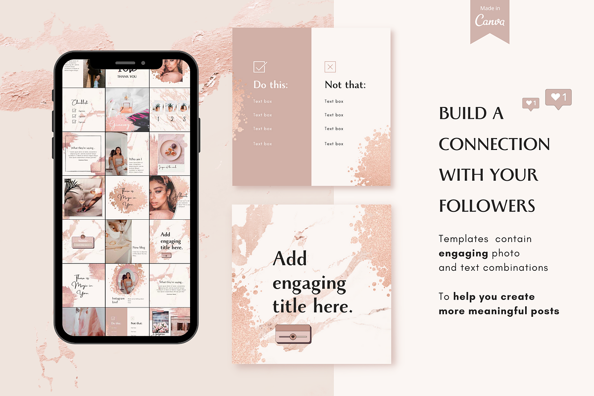 Rose Gold Instagram Canva Templates