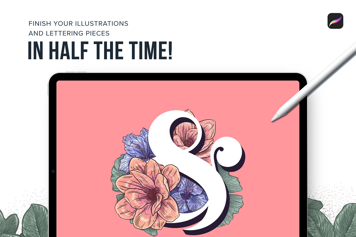 120 Floral Procreate Stamp Brushes, a Brush Add-On by Riveros Illustration (Photo 10 of 13)