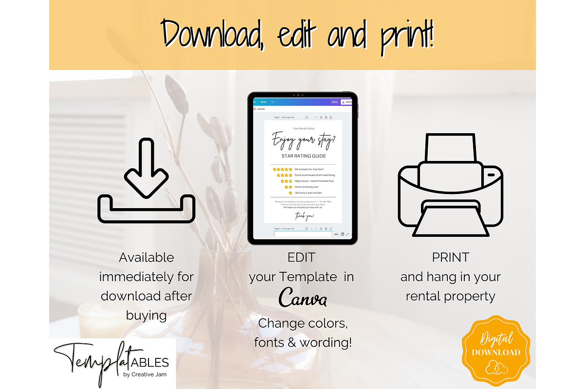 Airbnb Rating Sign, Host Review VRBO, a Poster Template by Templatables (Photo 8 of 9)