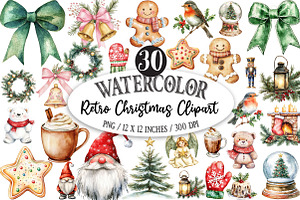 Watercolor Christmas Clipart PNG, a Seasonal Illustration by Designking