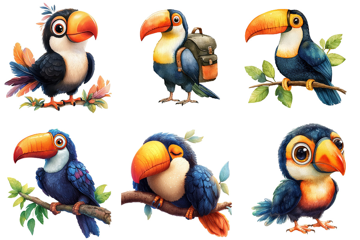 Toucan Watercolor Clipart, an Illustration by Designworld (Photo 3 of 6)