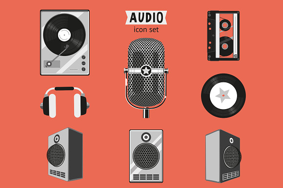 Retro Music Icons Set