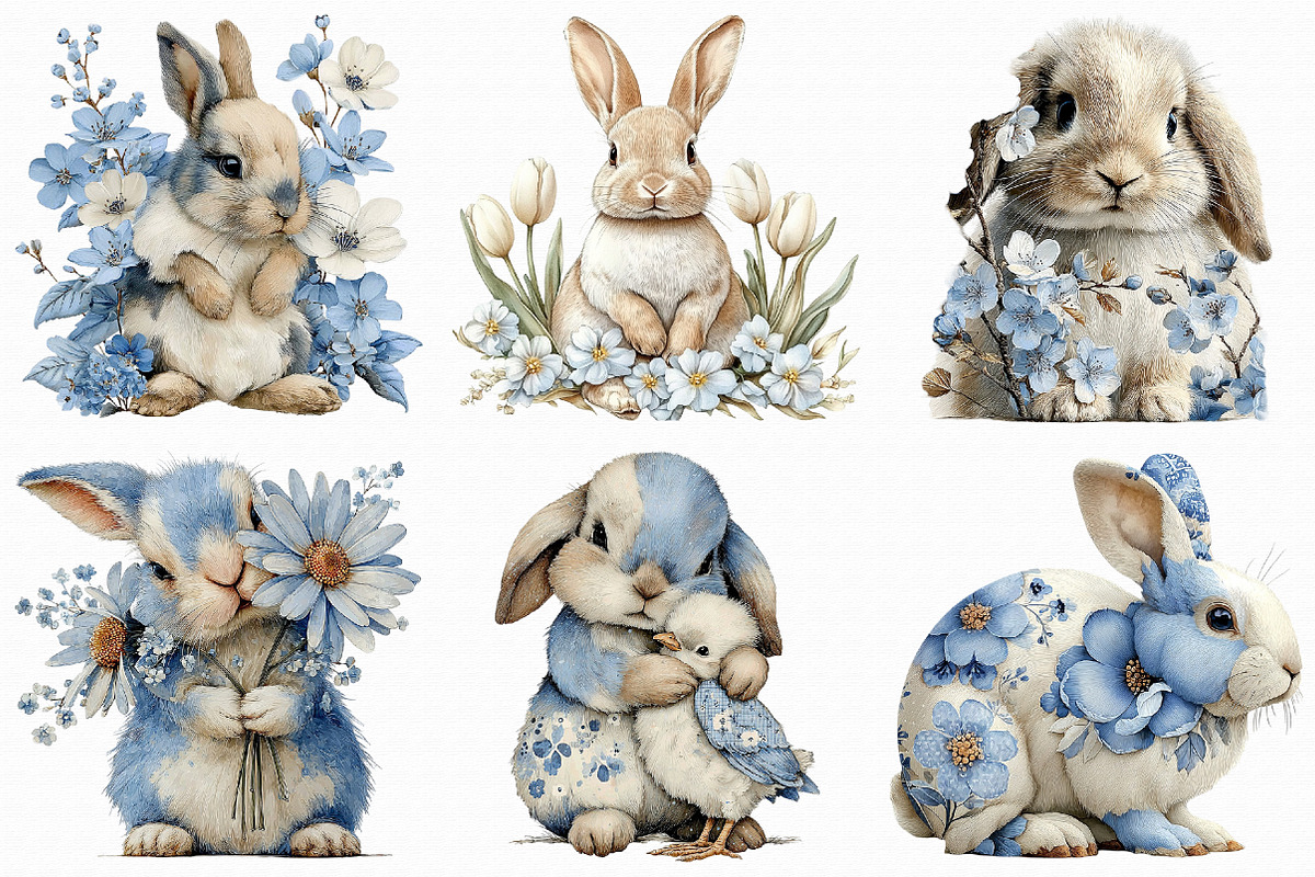 Watercolor Spring Rabbit Clipart, an Illustration by Libby Wishes (Photo 8 of 8)