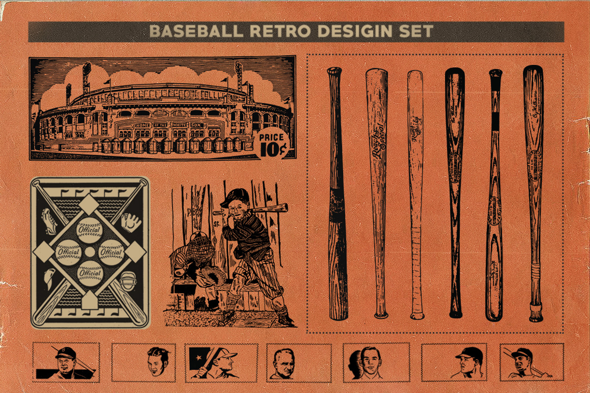 Retro Baseball Set, a Sport Illustration by Retro Machine (Photo 6 of 7)