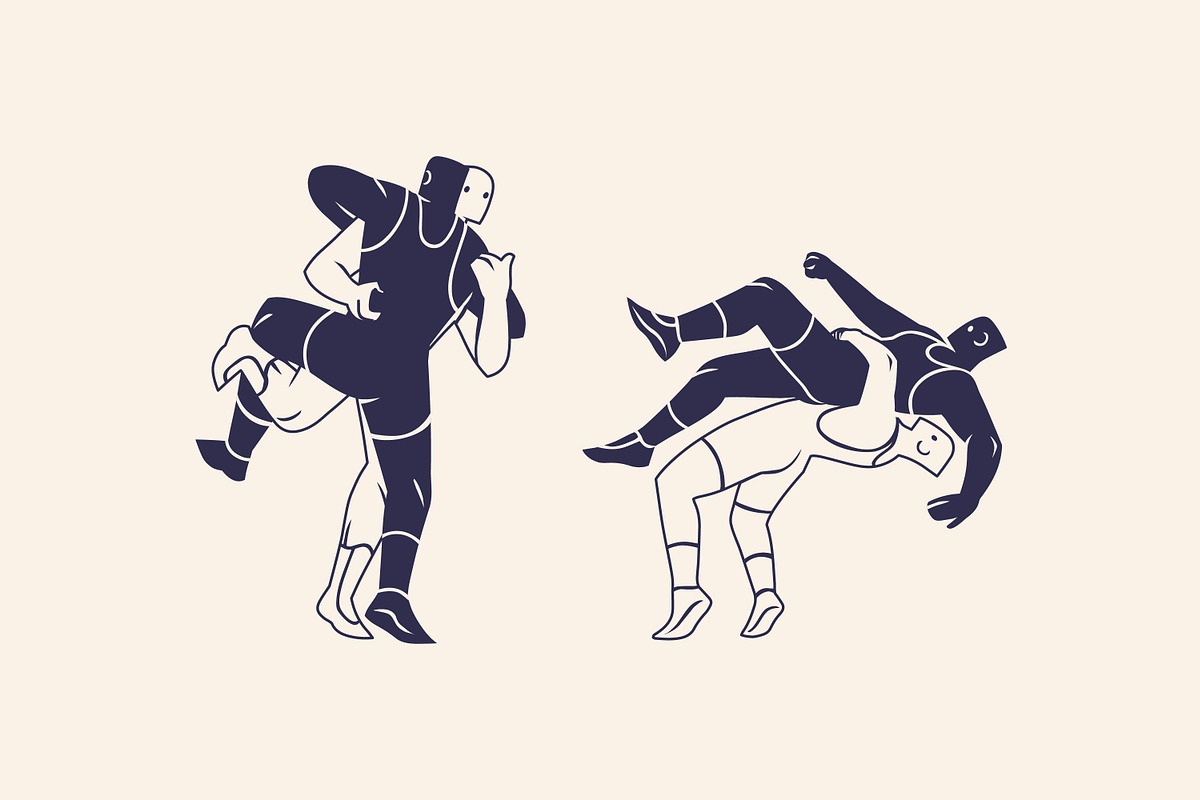 Wrestlers in fight, wrestling set, a Sport Illustration by PaperTrident (Photo 3 of 6)