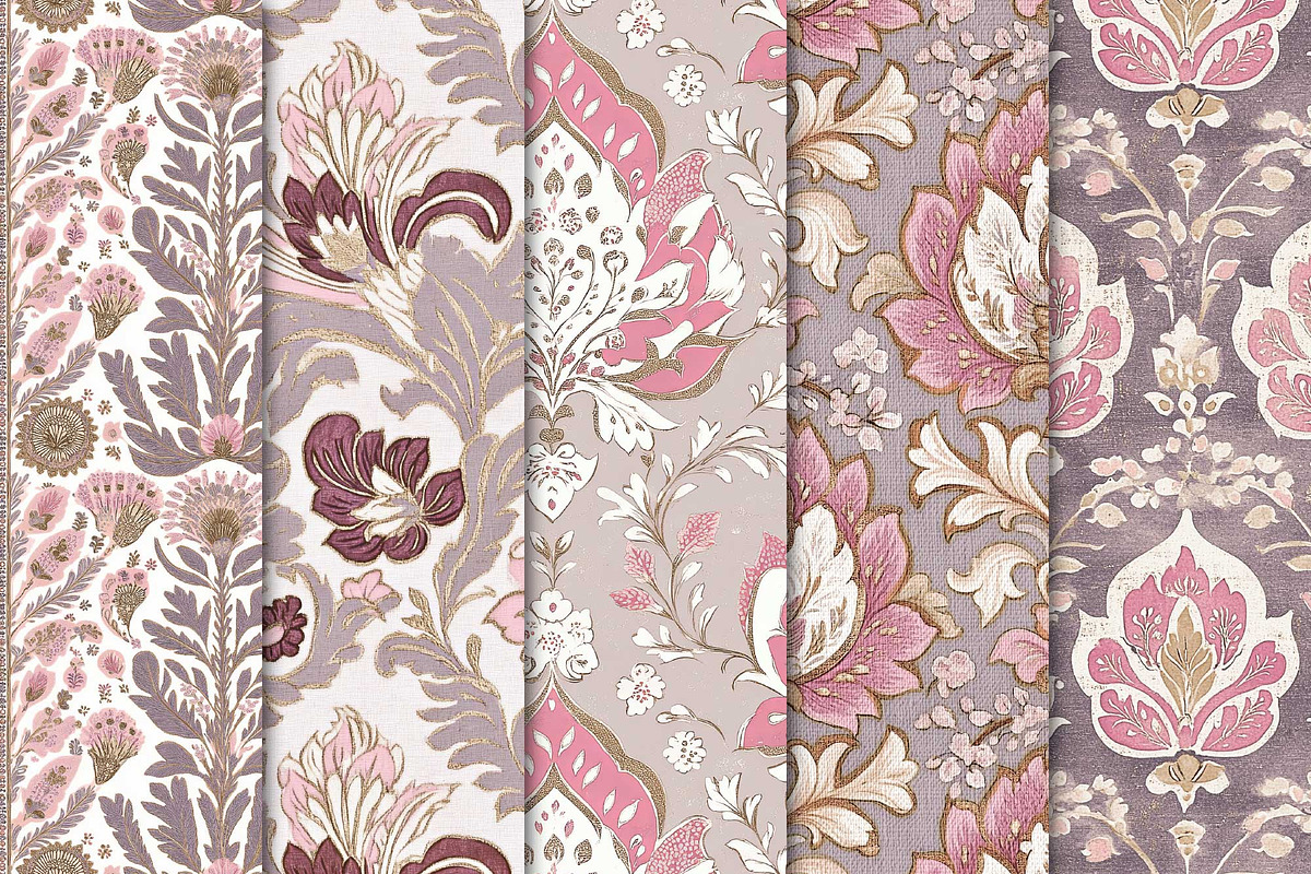 Batik Style Floral Digital Papers, a Pattern Graphic by Maishop (Photo 3 of 4)