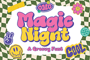 Magic Night is a stylish retro font, a Handwritten Font by Brown Cupple (Thumbnail 1 of 5)