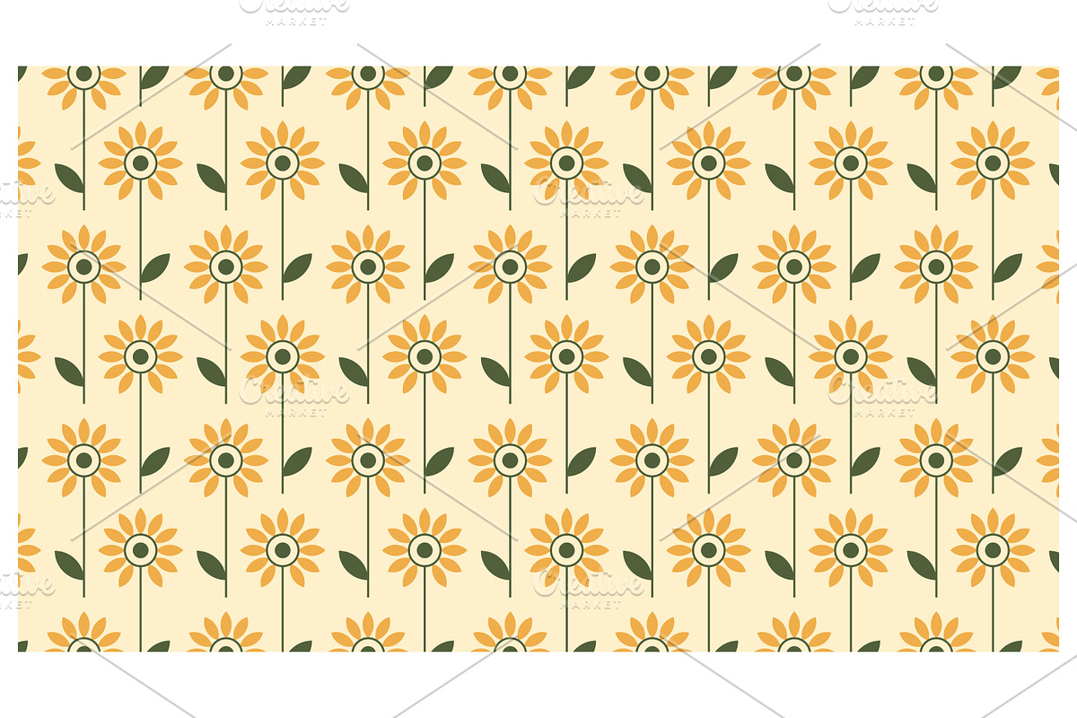 Row of cheerful sunflowers, a Decorative Illustration by Creative Backgrounds
