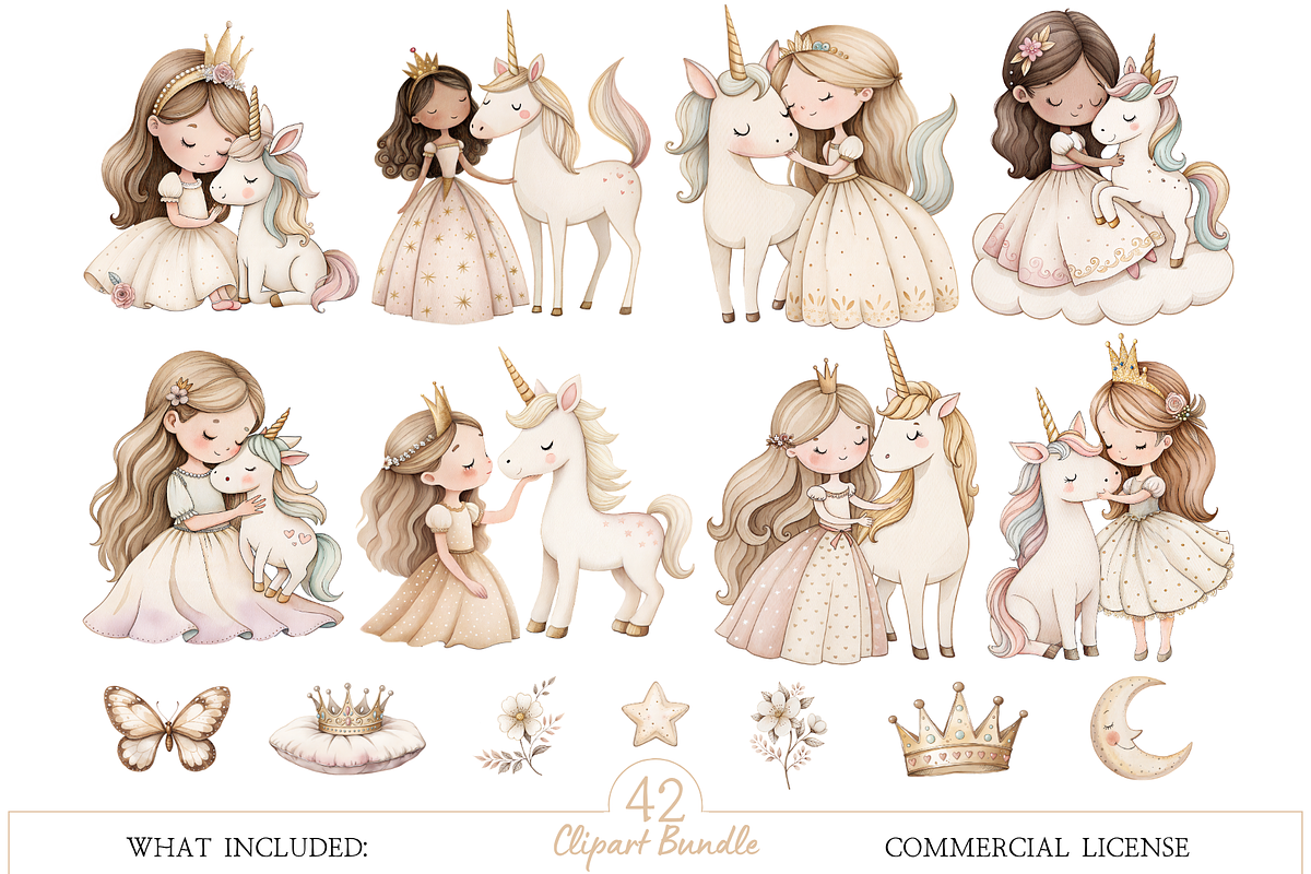 Little Princess Watercolor Clipart, an Illustration by MockupWizard (Photo 2 of 7)
