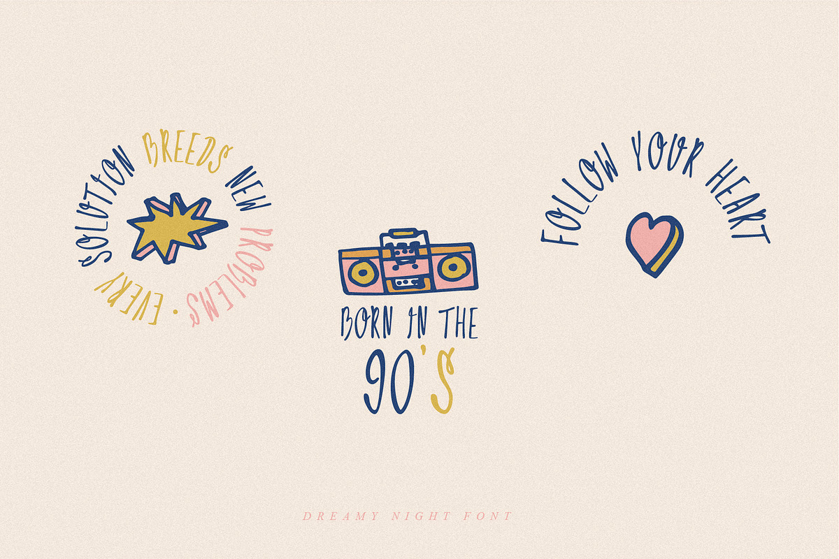 DREAMY NIGHT Creative Font, a Sans Serif Font by CuteDreamyDesign (Photo 4 of 11)