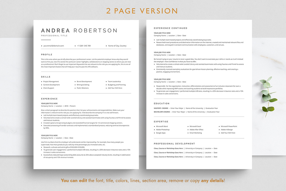 ATS Resume Template, a Resume Template by TheStandOutResume (Photo 3 of 8)