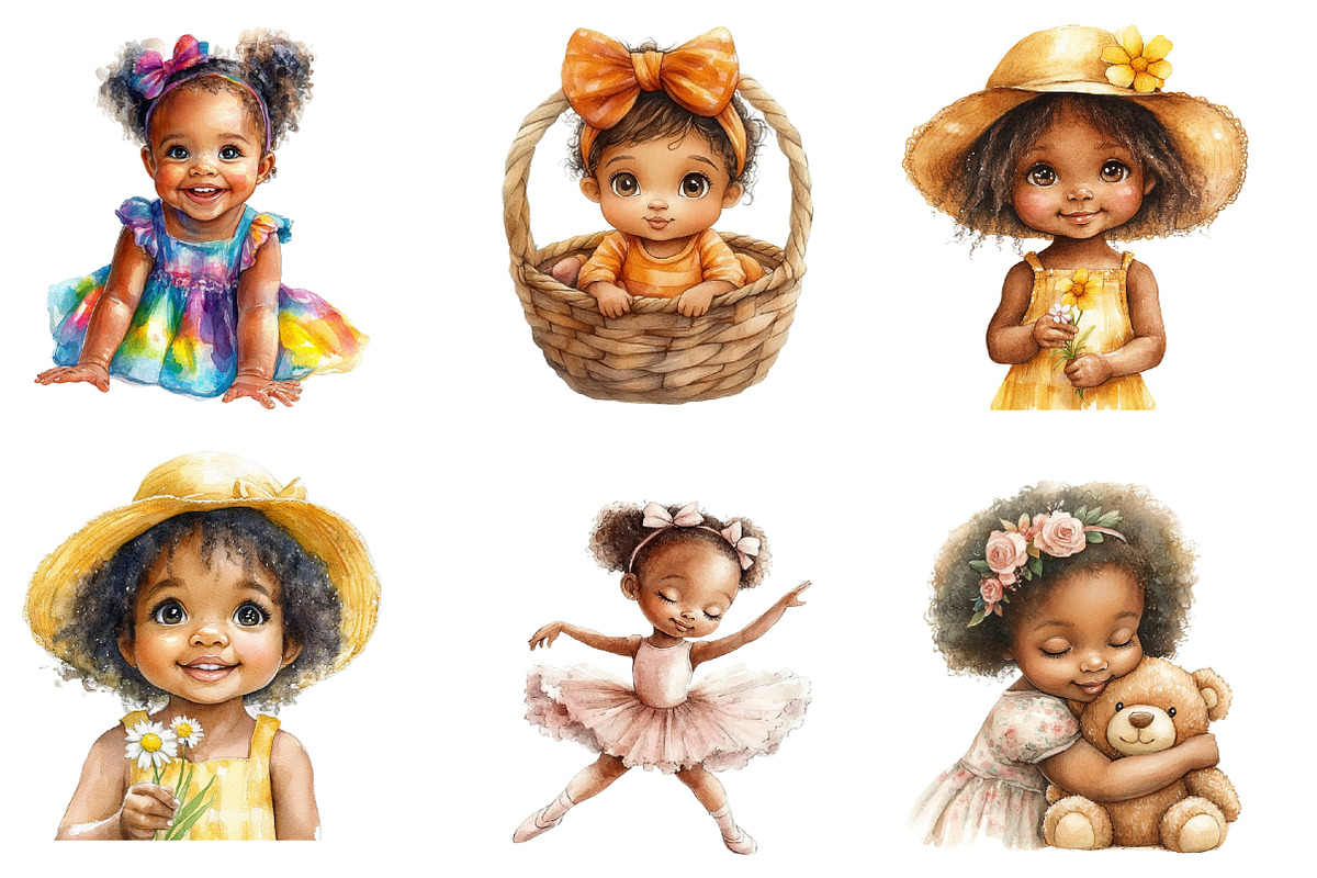 African American Baby Girl Clipart, an Illustration by SinaCreation (Photo 3 of 5)