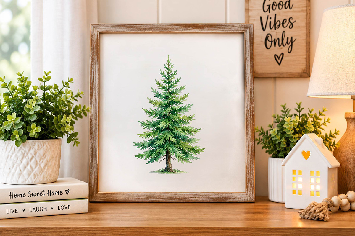 Watercolor Christmas Tree clipart, a Seasonal Illustration by fashionaddict (Photo 7 of 7)