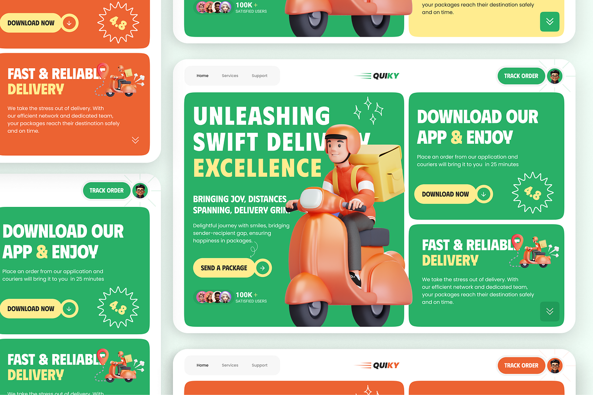 Quicky-Courier Delivery Hero Section, an UI Kit Template by nwdigitalstore (Photo 3 of 3)