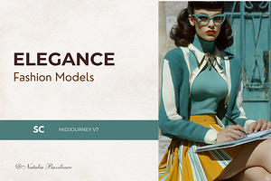 1950s Elegance Fashion Models Prompt, a Person Illustration by Print Haven Mochi Vintage