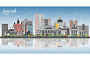 Lugansk city skyline with color., an Illustration by Booblgum
