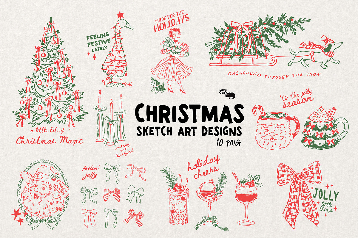 Christmas Sketch Art Designs, an Object Graphic by Lazy Cat (Photo 1 of 7)