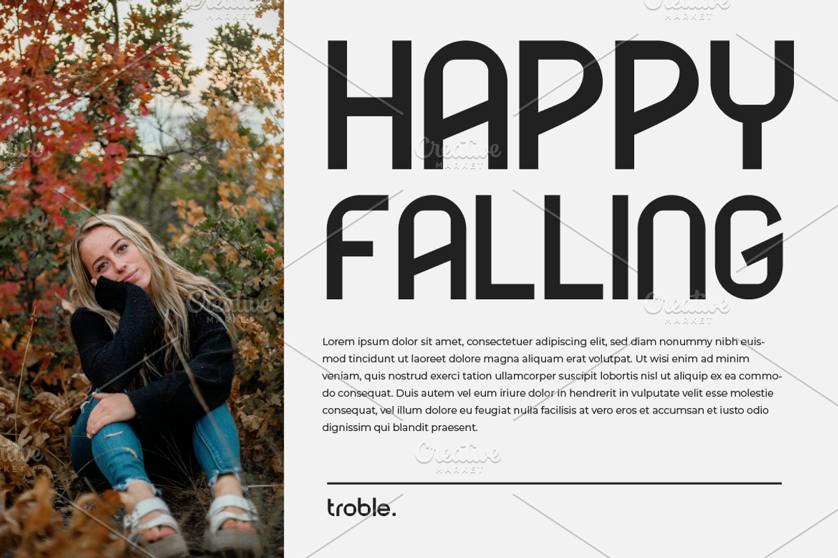 Troble Unique Sans Typeface, a Sans Serif Font by Artiveko (Photo 7 of 7)
