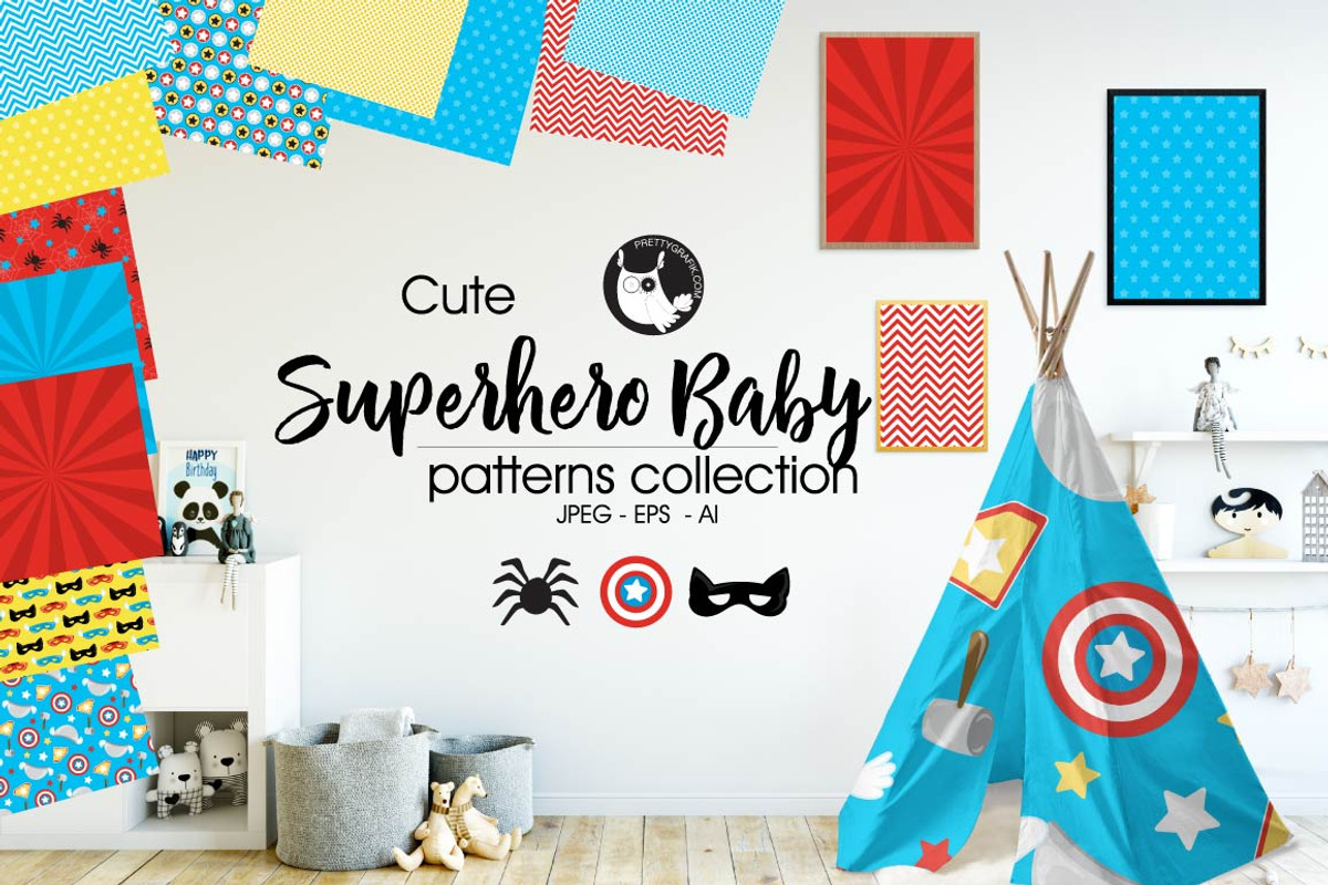 SUPERHERO BABY Pattern collection, a Pattern Graphic by PrettyPatterns