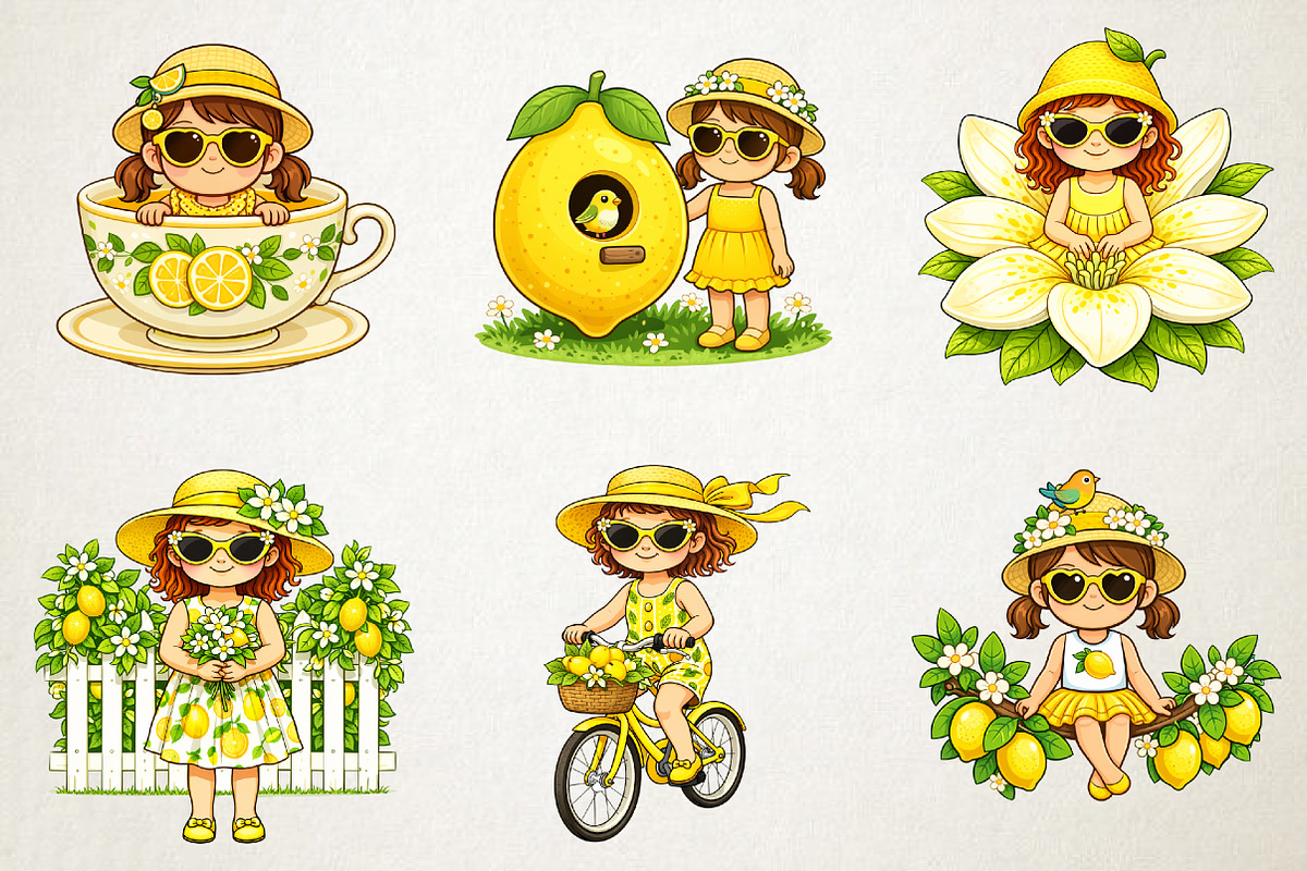 Lemon Girls Sublimation Clipart Bund, an Illustration by RobertsArt (Photo 3 of 5)