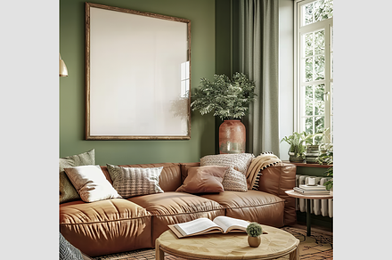 Mockup Frame in Living Room Interior, an Architecture Photo by GFXCity