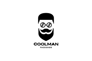 Head Cool Man With Sunglasses Logo