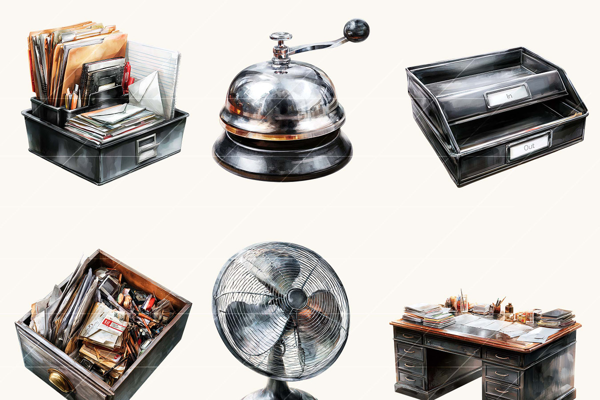 Watercolor Office Clipart Bundle, a Work Illustration by BusyDaydesign (Photo 4 of 9)