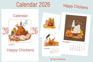 Calendar 2026 Happy Chickens
