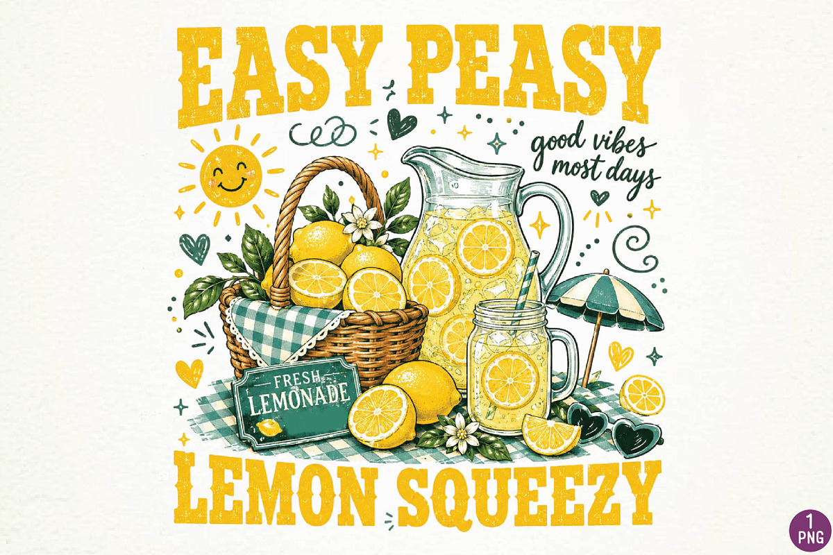 Retro Lemonade Sublimation Design, a Seasonal Illustration by DreamPrint404 (Photo 1 of 6)