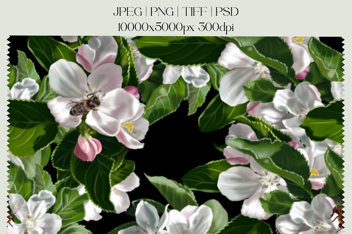 Apple Blossom - Botanical pattern, a Pattern Graphic by NNclipart (Photo 6 of 12)