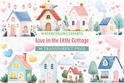 Love in the Little Cottage Clipart, an Illustration by Craft Nest (Thumbnail 1 of 6)