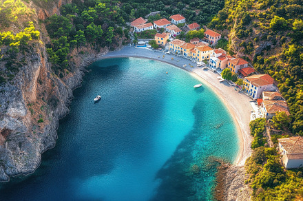 Beautiful bay view of Assos village, a Photo by Iftikhar Alam
