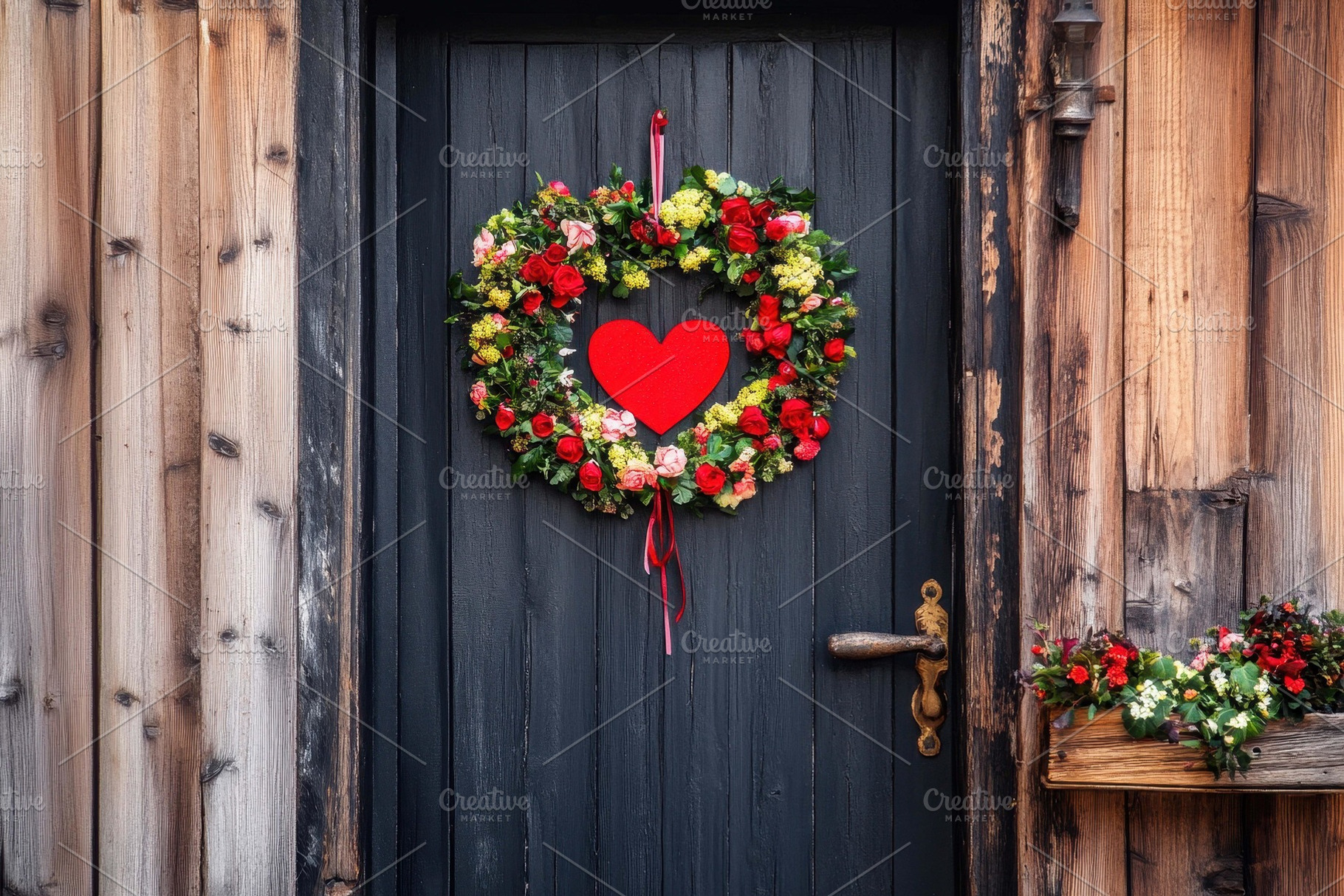 Beautiful floral wreath with a heart, a Photo by Tanuart