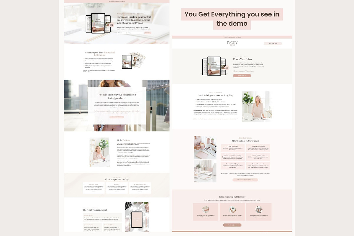 Systeme.io Ivory Rose Lead Funnel, a Landing Page Template by Hayley's Digital Hub (Photo 5 of 10)