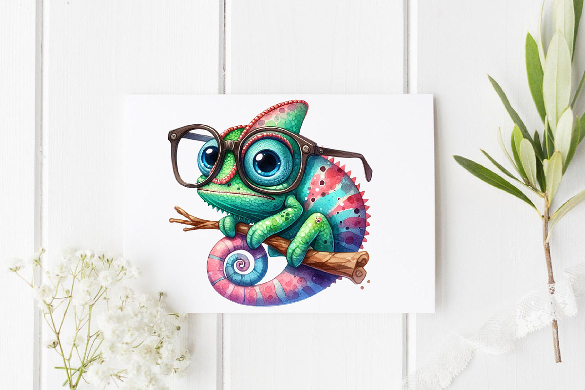 Cute Chameleon With Funny Glasses, a Graphic by CitraGraphics (Photo 2 of 6)