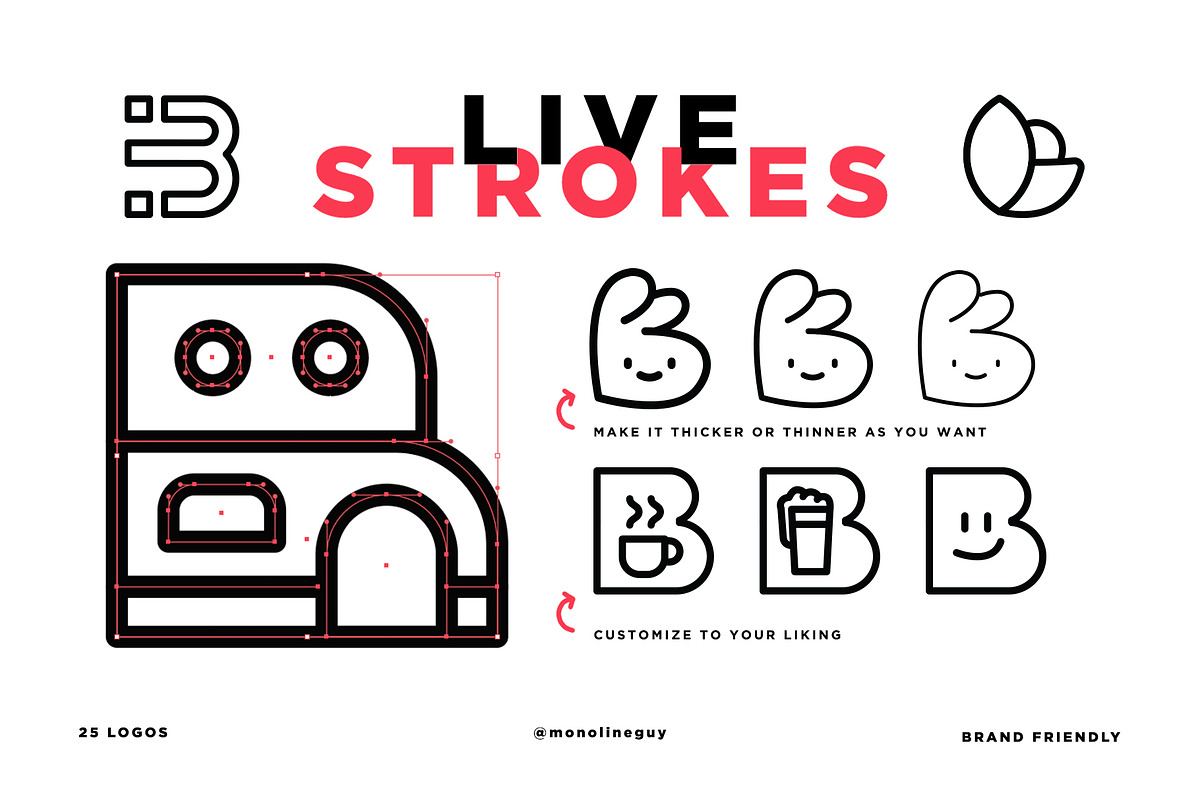 25 Logos in 1 Letter Package (B), an Illustration by The Monoline Guy (Photo 2 of 4)