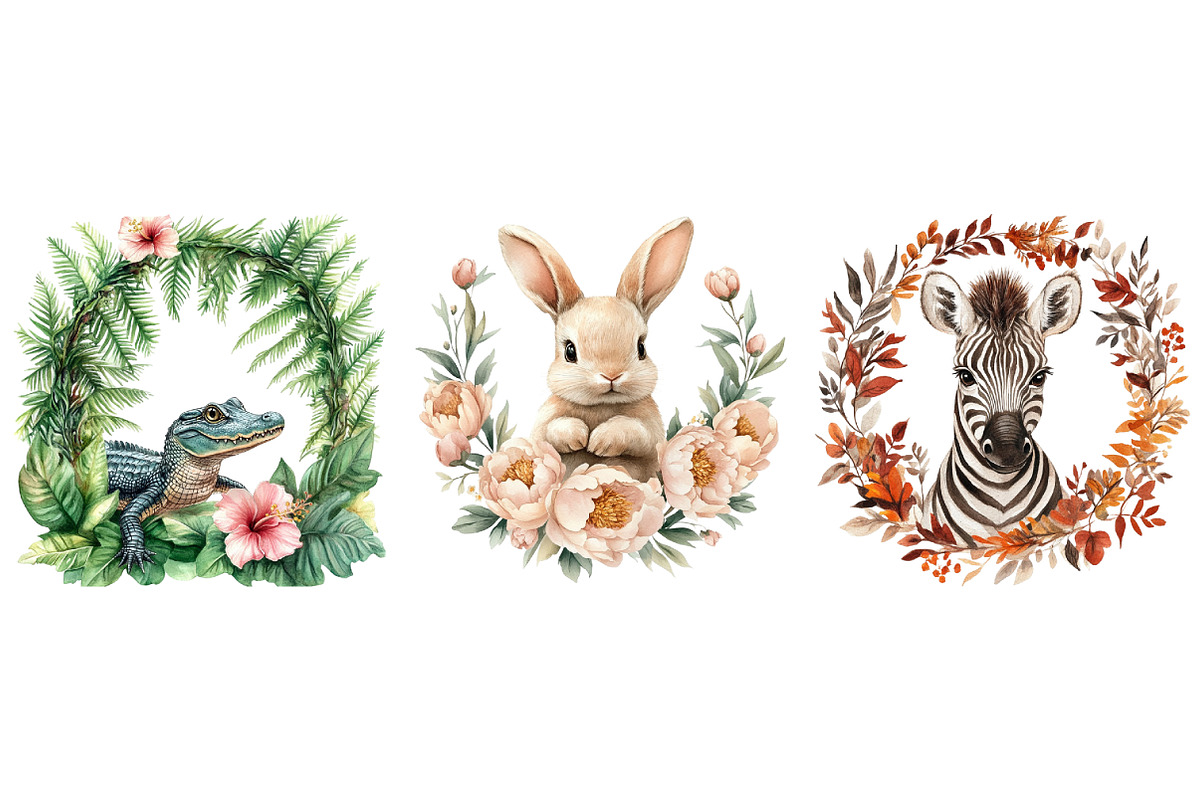Baby Animals Floral Wildlife Frames, an Illustration by Daily.Designs (Photo 5 of 6)
