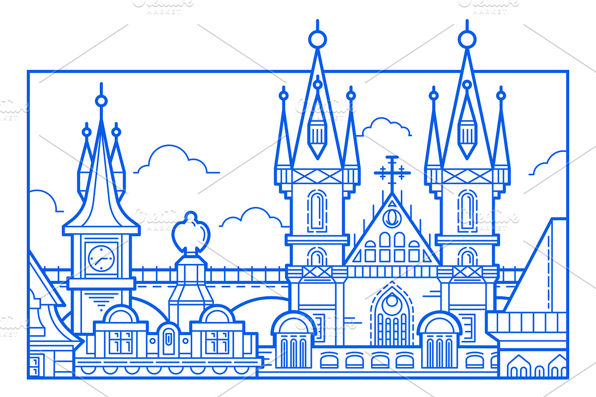 Prague skyline, an Illustration by Spiner144