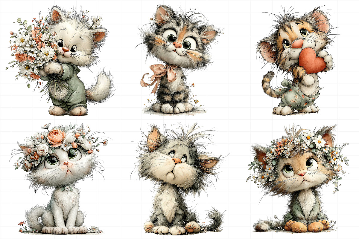 Whimsical Mother's Day Cats Clipart, an Illustration by Daily.Designs (Photo 3 of 6)